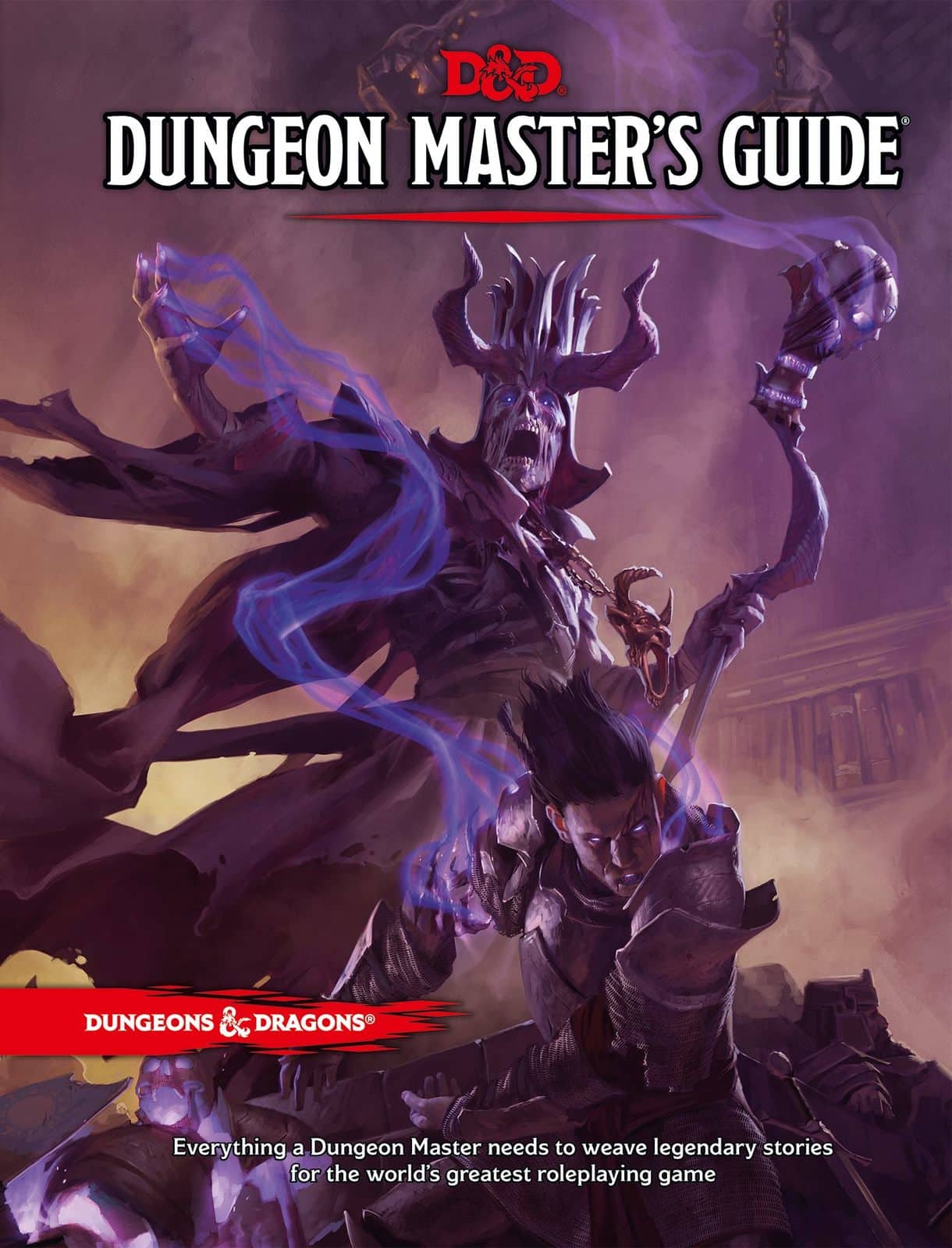 Dungeons & Dragons Dungeon Master’s Guide‑Cover mit dunklem Lich, der Zauber wirkt