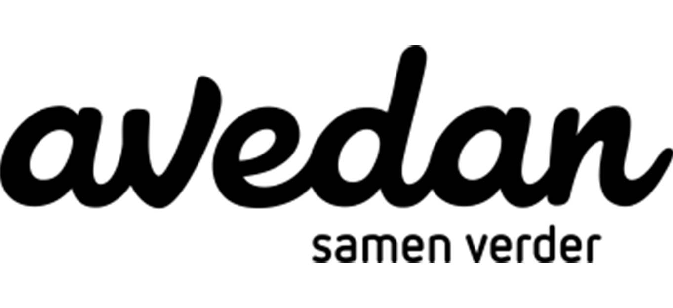 Avedan-Logo mit dem Slogan „samen verder“ darunter.