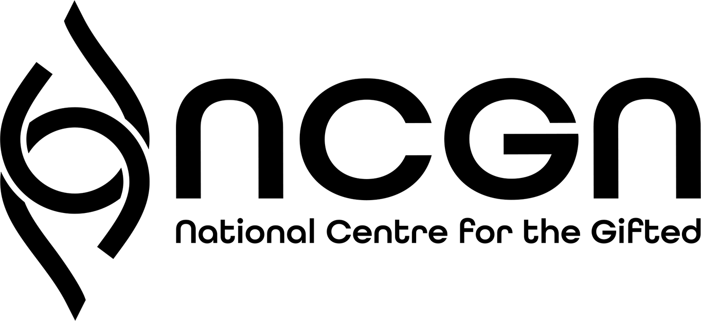 NCGN-Logo mit abstraktem Symbol und dem Slogan „National Centre for the Gifted“.
