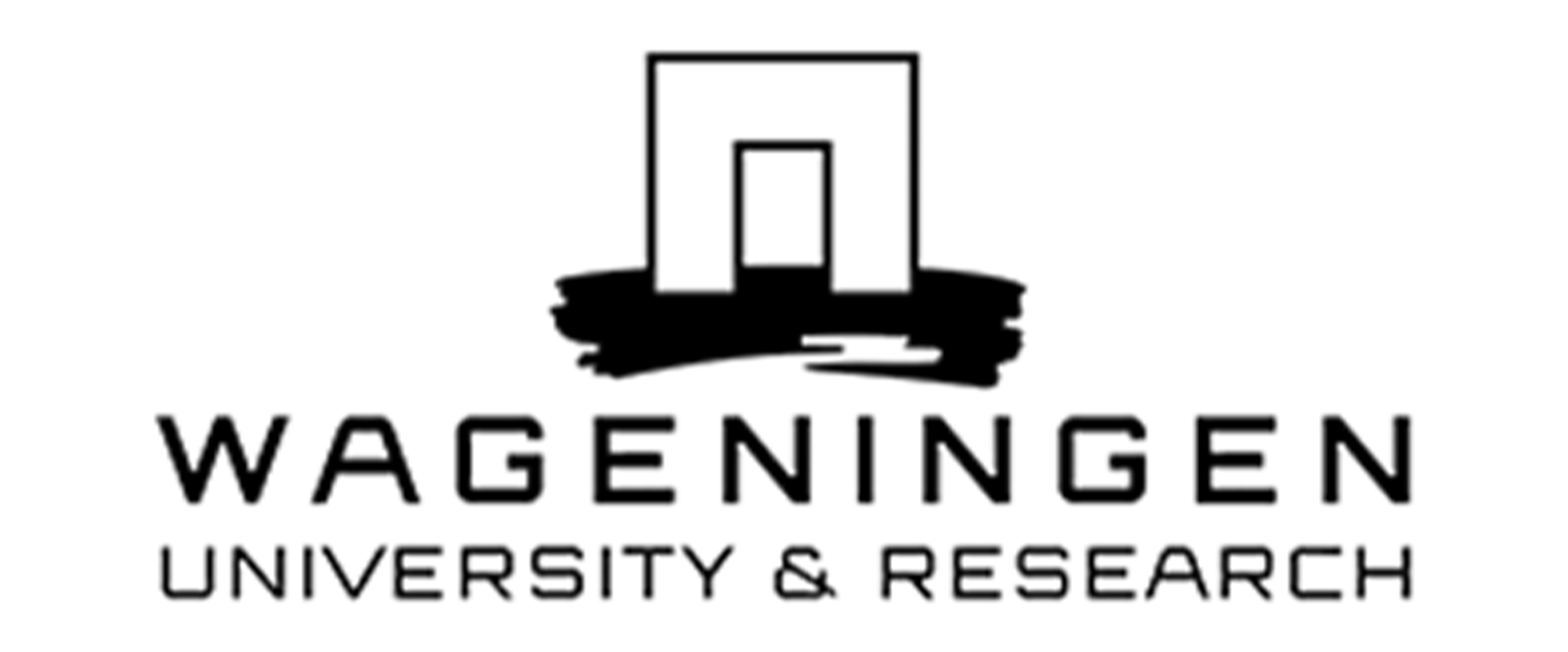 Wageningen University & Research-Logo mit einem Türsymbol über dem schwarzen Schriftzug.
